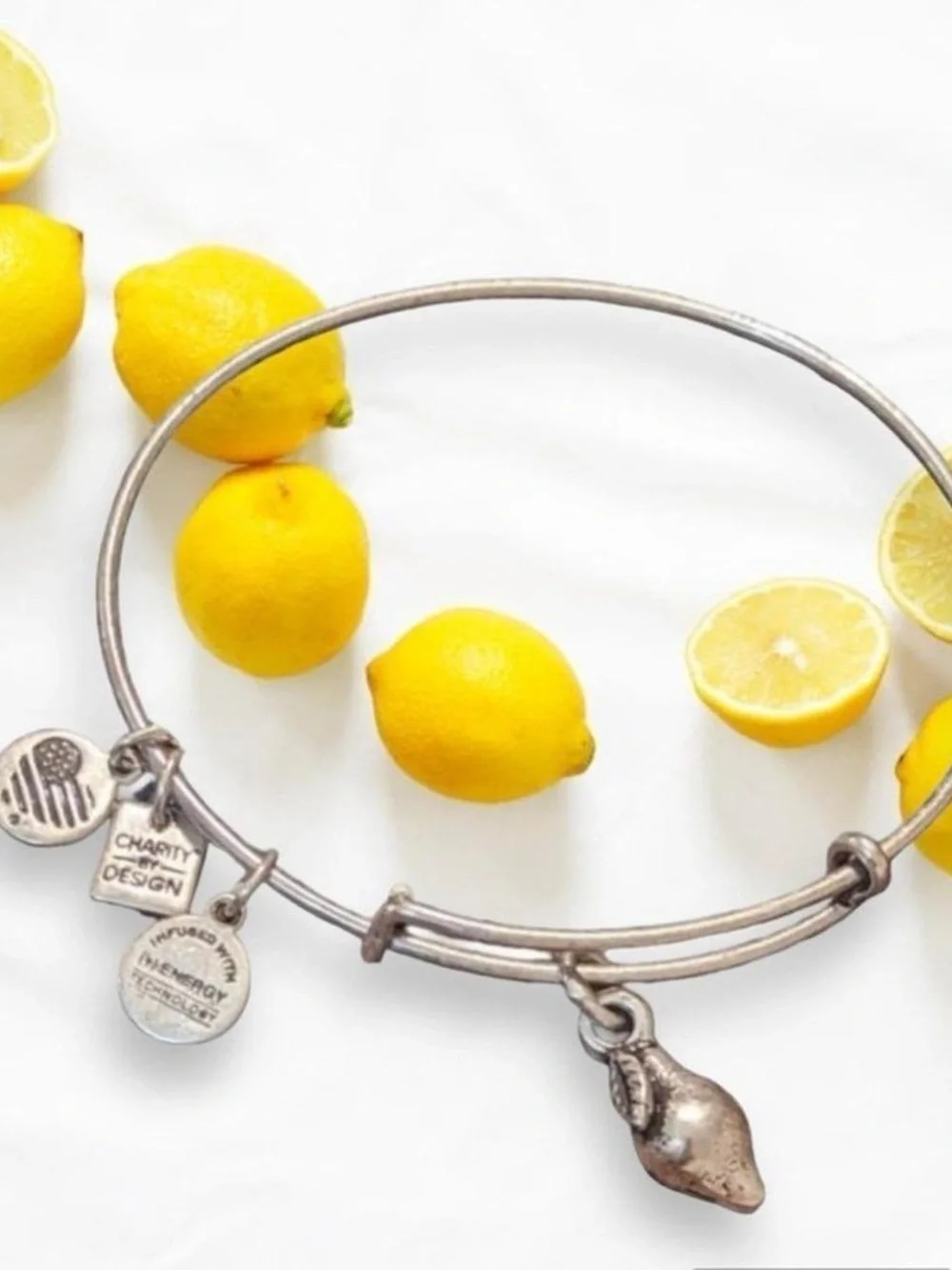 Alex and Ani ‘Zest For Life’ Lemon Charm Bangle Bracelet - Silver